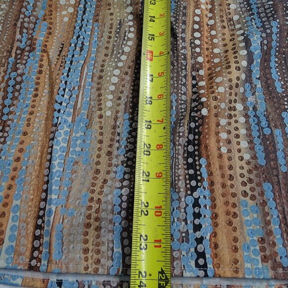 Shein Brown Blue Cold Shoulder Blouse Abstract Dot Print Top Women Size XL 12 - Picture 6 of 7